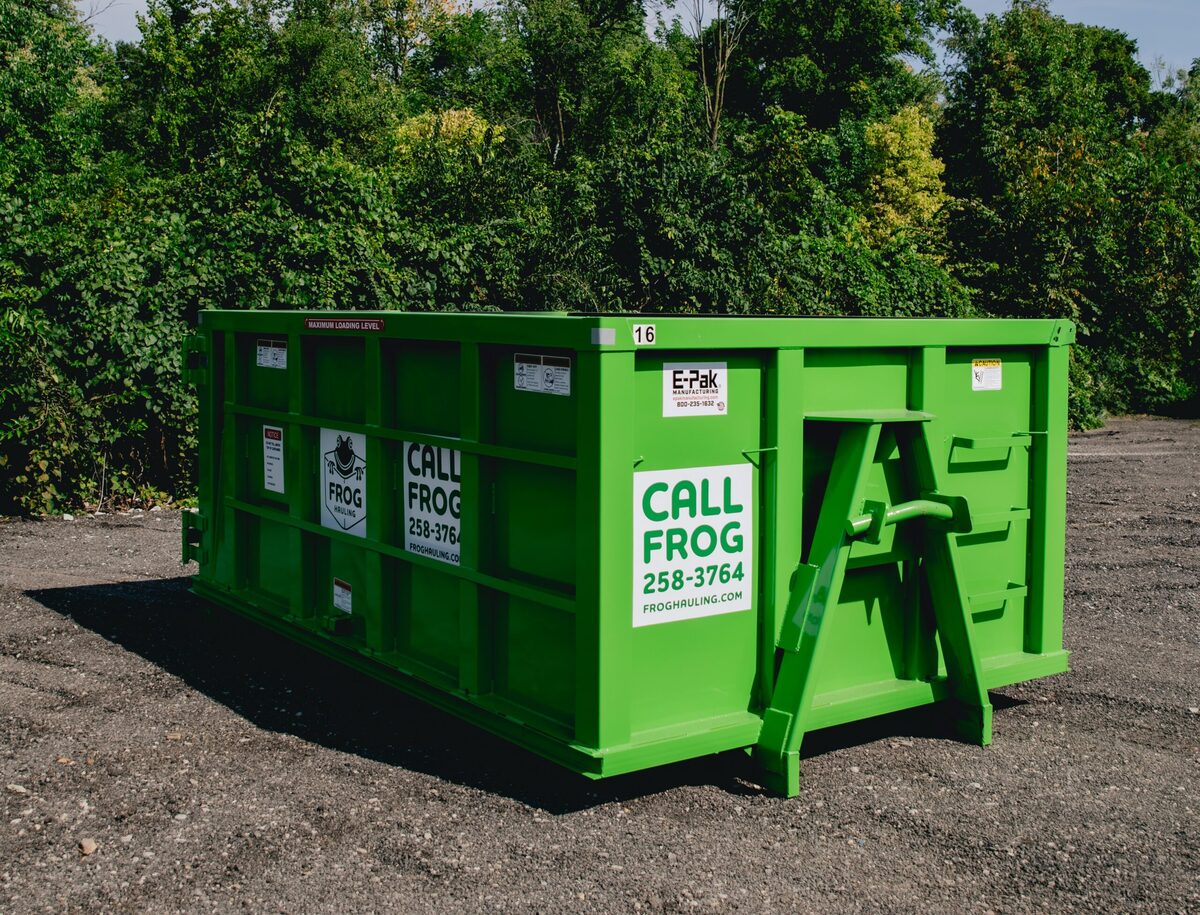 rented dumpster on private property